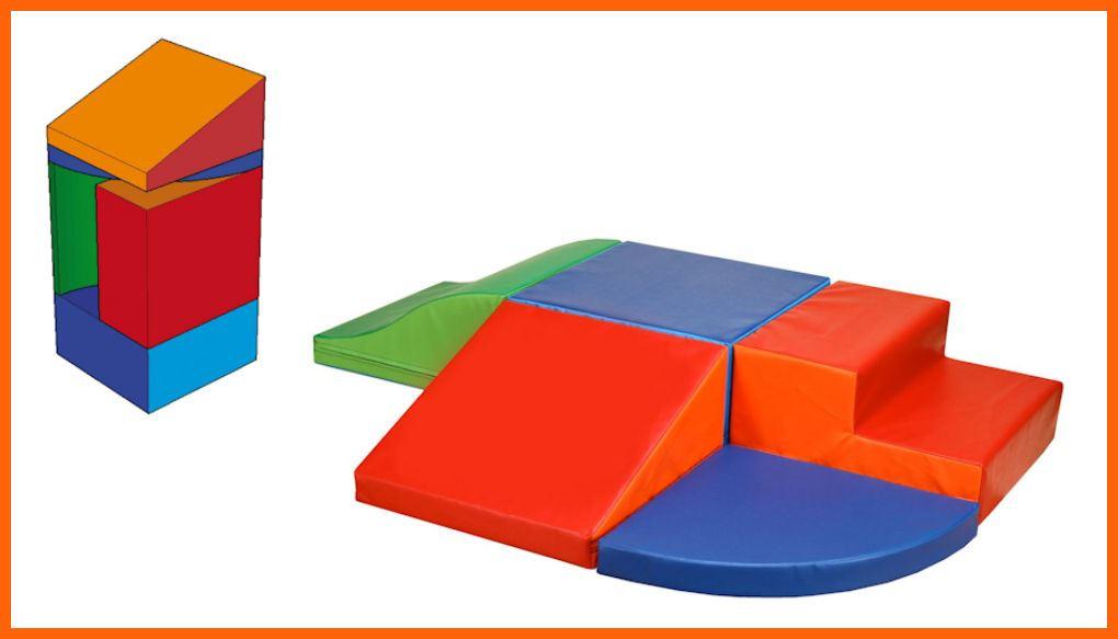 Bausteinsatz-Anton-Medi - Damit das Spielen mit den Bewegungsbausteinen sicher ablaufen kann, sind die Kernmaterialien weich und der Bezug ist aus leichtem aber robustem Planenstoff hergestellt. Bausteinsatz-Anton-Medi - Großbausteine Medi werden empfohlen für Kinder zwischen 2 und 4 Jahren