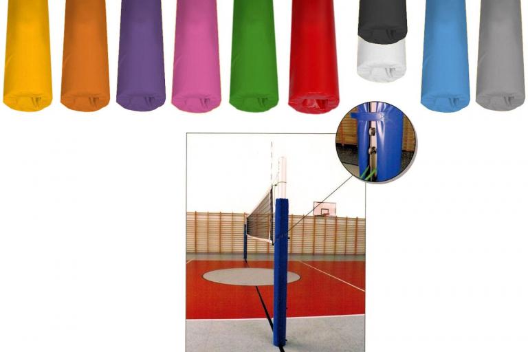 Säulenschutzpolster-Volleyball-farbig - das Sicherheitspolster ist innen und außen komplett mit reißfestem Planenstoff umhüllt