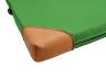 Turnmatte-mit-Lederecken-Detail-gruen - farbige Leichtturnmatte mit 4 Echtleder-Ecken