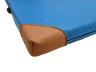 Turnmatte-mit-Lederecken-Detail-hellblau - farbige Leichtturnmatte mit 4 Echtleder-Ecken