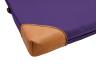 Turnmatte-mit-Lederecken-Detail-lila - farbige Leichtturnmatte mit 4 Echtleder-Ecken