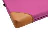 Turnmatte-mit-Lederecken-Detail-pink - farbige Leichtturnmatte mit 4 Echtleder-Ecken