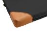 Turnmatte-mit-Lederecken-Detail-schwarz - farbige Leichtturnmatte mit 4 Echtleder-Ecken
