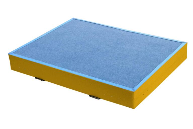 Niedersprungmatte-blau-gelb - mit optimaler Dämpfung und Härtegrad