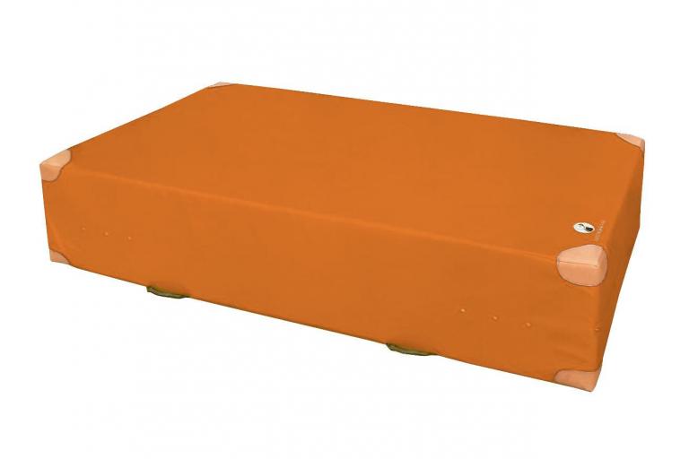Weichboden mit Lederecken - orange - diese Weichbodenmatte ist mit 8 Lederecken ausgestattet